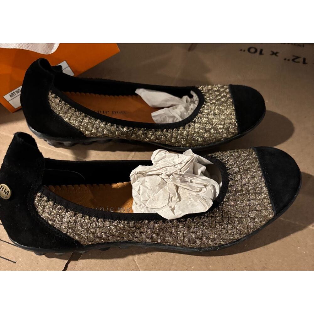Bernie Mev. Bella Me Bronze Metallic Woven Ballet Flats - Size 40 - New In Box